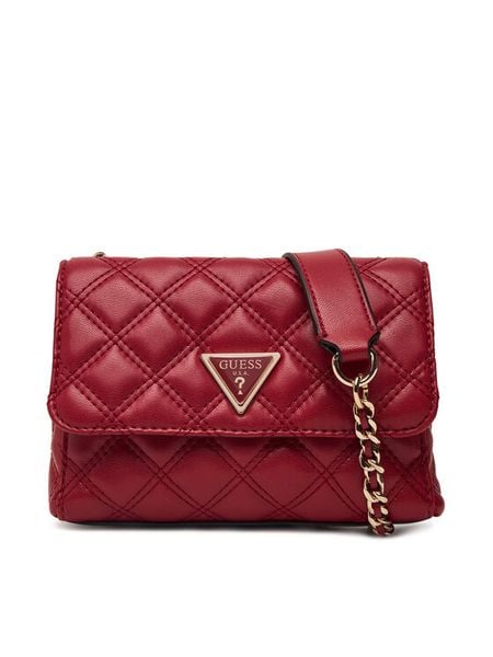 Guess Torebka Giully II Mini HWQG96 73740 Czerwony. Czerwone listonoszki Guess, z aplikacjami, ze skóry, bez dodatków. Za 544.99 zł.