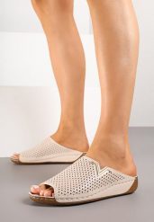 Beżowe Klapki Vices z Perforowaną Cholewką Sarianae. Brązowe klapki Born2be, bez wzorów, bez obcasa, na płaskiej podeszwie. Za 64.99 zł.