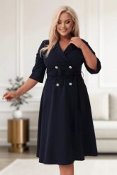 Elegancka granatowa żakietowa sukienka Marietta XXL OVERSIZE WIOSNA. Żółte sukienki Moda Size Plus Iwanek, do pracy, na wiosnę, l, bez wzorów, z elastanu, biznesowe, bez kołnierzyka, bez ramiączek, mini, oversize. Za 325.00 zł.
