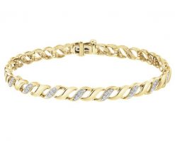 Bransoletka z żółtego złota z brylantami - 18 cm - 0,45 ct - próba 585. Żółte bransoletki Apart, z brylantem, złote. Za 20,990.00 zł.