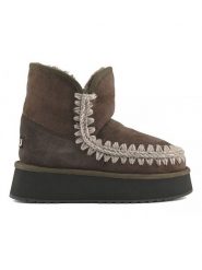 Mou Skórzane botki zimowe w kolorze brązowym rozmiar: 40. Brązowe botki Mou, na zimę, bez wzorów, ze skóry, bez obcasa, na platformie, bez zapięcia. Za 717.99 zł.