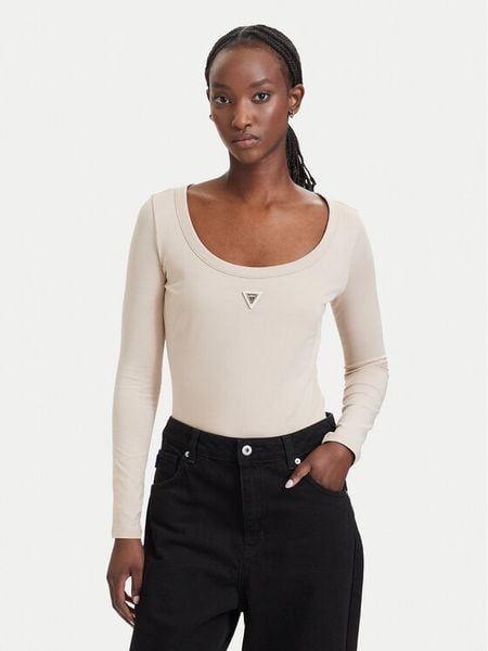 Guess Body V4YP07 J1314 Beżowy Slim Fit. Brązowe body Guess, l, z aplikacjami, z bawełny. Za 174.99 zł.