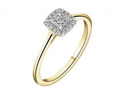 Pierścionek z żółtego i białego złota z brylantami - 0,10 ct - próba 585. Białe pierścionki Apart, z brylantem, złote. Za 2,890.00 zł.
