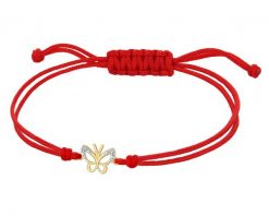 Bransoletka z elementami żółtego złota i diamentem - motyl - 0,01 ct - próba 375. Żółte bransoletki Apart, z diamentem, złote. Za 469.00 zł.