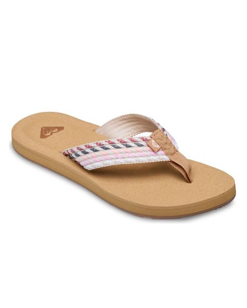 Sandały dla Kobiety PORTO ROPE Brązowy. Brązowe sandały Roxy, bez wzorów, z bawełny, bez obcasa, bez zapięcia. Za 129.99 zł.