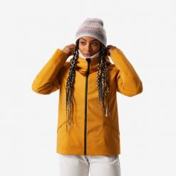 Kurtka narciarska damska Wedze 500. Brązowe kurtki narciarskie WED'ZE, l, bez wzorów, z materiału, bez kaptura, narciarskie. Za 399.99 zł.