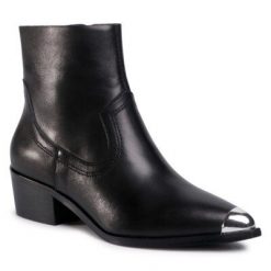 Gino Rossi 118AL7914 Czarny. Czarne botki Gino Rossi, bez wzorów, ze skóry, bez obcasa, bez zapięcia. Za 349.99 zł.