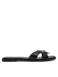 LOVE MOSCHINO Klapki JA28092G1MIA0000 Czarny. Czarne klapki Love Moschino, bez wzorów, ze skóry, bez obcasa. Za 459.99 zł.