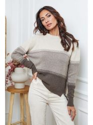 So Cachemire Sweter "Lurcia" w kolorze szarobrązowo-beżowym rozmiar: M. Brązowe swetry So Cachemire, m, bez wzorów, z kaszmiru, bez ramiączek. Za 276.71 zł.