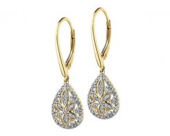 Kolczyki z żółtego złota z diamentami - 0,44 ct - próba 585. Żółte kolczyki Apart, z diamentem, złote. Za 4,690.00 zł.