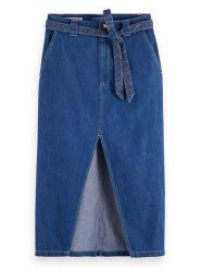Scotch & Soda Spódnica dżinsowa w kolorze niebieskim rozmiar: XL. Niebieskie spódnice Scotch & Soda, na co dzień, xl, bez wzorów, z tkaniny, midi, proste. Za 176.08 zł.