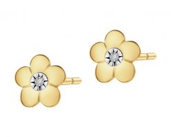 Kolczyki z żółtego i białego złota z diamentami - kwiaty - 0,008 ct - próba 375. Białe kolczyki Apart, z diamentem, złote. Za 699.00 zł.