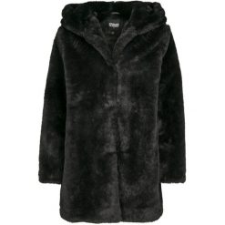 Płaszcz Damski Z Kapturem Teddy Fleece. Czarne płaszcze Urban Classics, bez wzorów, z kapturem. Za 307.99 zł.