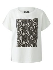 Oui Koszulka w kolorze biało-czarnym rozmiar: 44. Białe bluzki Oui, bez wzorów, bez kołnierzyka, bez ramiączek. Za 165.99 zł.