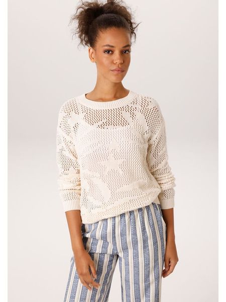 Aniston Sweter w kolorze kremowym rozmiar: 42. Brązowe swetry Aniston, bez wzorów, z bawełny, bez ramiączek. Za 48.96 zł.