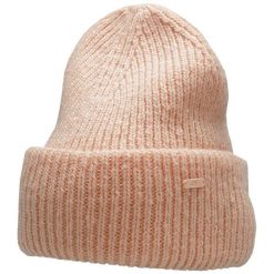 Czapka damska 4F łososiowy melanż, mieszanka akrylu i wełny. Czerwone czapki 4f, bez wzorów, z poliamidu. Za 47.99 zł.