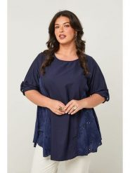 Curvy Lady Bluzka w kolorze granatowym rozmiar: 48/50. Niebieskie bluzki Curvy Lady, bez wzorów, klasyczne, bez kołnierzyka, bez ramiączek. Za 145.45 zł.