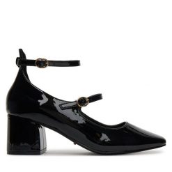 Półbuty DeeZee. Czarne czółenka DeeZee, bez wzorów, bez obcasa, na obcasie, bez zapięcia. Za 149.99 zł.
