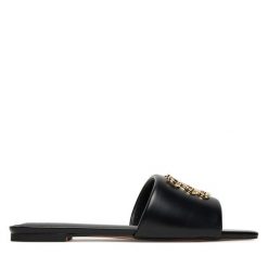 Klapki Nine West. Czarne klapki Nine West, bez wzorów, bez obcasa. Za 118.99 zł.