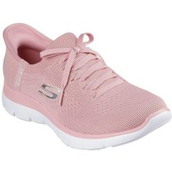 Buty sportowe damskie Skechers Summits new Daily. Czerwone obuwie sportowe Skechers, z tkaniny, bez zapięcia. W wyprzedaży za 390.00 zł.