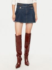 Guess Spódnica jeansowa W4PD1B D5JV1 Granatowy Regular Fit. Niebieskie spódnice Guess, z aplikacjami, z bawełny. Za 289.99 zł.