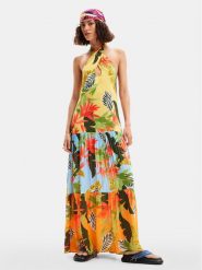 Desigual Sukienka letnia Tropi 24SWMW08 Kolorowy Loose Fit. Sukienki Desigual, na lato, m, bez wzorów, z wiskozy, bez kołnierzyka, bez ramiączek. Za 209.99 zł.