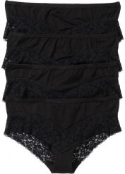 Figi panty z koronką (4 pary). Czarne figi bonprix, bez wzorów, z koronki. Za 59.99 zł.