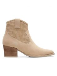 Clarks Skórzane botki "Elder Rae" w kolorze beżowym rozmiar: 37,5. Brązowe botki Clarks, bez wzorów, ze skóry, bez obcasa, bez zapięcia. Za 325.79 zł.