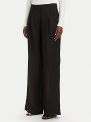 Marella Spodnie materiałowe Solista 2613131114 Czarny Relaxed Fit. Czarne spodnie materiałowe Marella, bez wzorów, ze lnu. Za 969.99 zł.