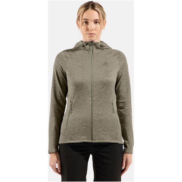 Bluza damska Odlo TENCIA Mid layer hoody full zip. Szare bluzy Odlo, l, bez wzorów, z polaru, z kapturem. Za 322.99 zł.