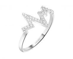 Pierścionek srebrny z cyrkoniami - EKG serca. Szare pierścionki Apart, z cyrkonią, srebrne. Za 179.00 zł.