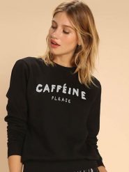 WOOOP Bluza "Caffeine Please" w kolorze czarnym rozmiar: XL. Czarne bluzy Wooop, xl, bez wzorów, z bawełny, bez kaptura. Za 100.99 zł.