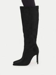 Nine West Kozaki EO-C6008-1 Czarny. Czarne kozaki Nine West, z materiału, bez obcasa, na szpilce, bez zapięcia. Za 379.99 zł.