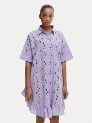 Iconique Sukienka letnia Emily IC26-001 Fioletowy jasny Relaxed Fit. Fioletowe sukienki Iconique, na lato, xl, bez wzorów, z bawełny, bez kołnierzyka, bez ramiączek. Za 469.99 zł.