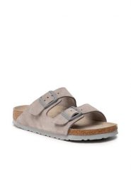 Birkenstock Klapki Arizona 1020557 Szary. Szare klapki Birkenstock, bez wzorów, ze skóry, bez obcasa. Za 589.99 zł.