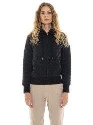 Leone 1947 Złote ćwieki damska pikowana bluza z kapturem zapinana na zamek. Czarne bluzy LEONE 1947 APPAREL, s, z aplikacjami, z kapturem. Za 471.52 zł.
