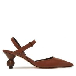 Sandały Weekend Max Mara. Brązowe sandały Weekend Max Mara, bez wzorów, bez obcasa, na szpilce, bez zapięcia. Za 1,839.00 zł.