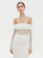 BARDOT Bluzka 59742TB Biały Regular Fit. Białe bluzki Bardot, bez wzorów, z bawełny, bez kołnierzyka, bez ramiączek. Za 199.99 zł.
