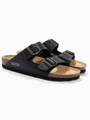 BACKSUN Klapki "Bali" w kolorze czarnym rozmiar: 36. Czarne klapki Backsun, bez wzorów, ze skóry, z otwartym noskiem, bez obcasa. Za 130.99 zł.