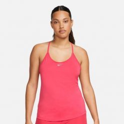 Koszulka Sportowa Damska na Ramiączkach Tank Top Nike Dri-fit One Elastika. Czerwone koszulki sportowe Nike, bez wzorów, bez ramiączek, dri-fit (nike). Za 99.00 zł.