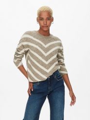 ONLY Sweter w kolorze szarobrązowo-kremowym rozmiar: M. Brązowe swetry Only, m, bez wzorów, bez ramiączek. Za 114.44 zł.