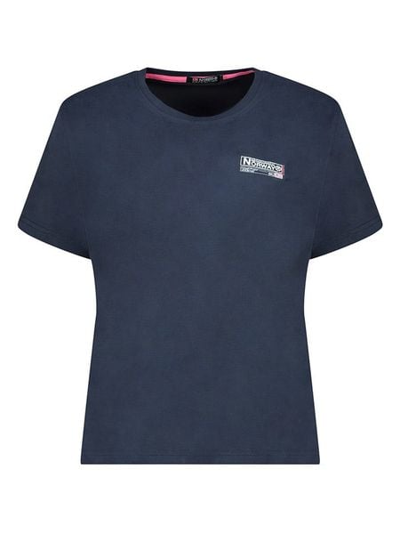 Geographical Norway Koszulka w kolorze granatowym rozmiar: M. Niebieskie bluzki Geographical Norway, m, bez wzorów, z bawełny, bez kołnierzyka, bez ramiączek. Za 43.68 zł.