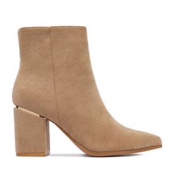 Botki DeeZee. Brązowe botki DeeZee, bez wzorów, bez obcasa, na słupku, bez zapięcia. Za 199.99 zł.