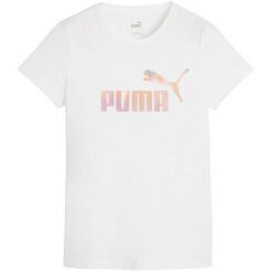 T-shirt Damski ESS+ Summer Daze. Białe t-shirty Puma, bez wzorów, bez kołnierzyka, bez ramiączek. Za 137.99 zł.