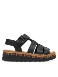 Rieker Sandały CEO-V7904-00 Czarny. Czarne sandały Rieker, bez wzorów, ze skóry, bez obcasa, na koturnie, bez zapięcia. Za 349.99 zł.