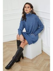 Joséfine Sukienka dzianinowa "Warren" w kolorze niebieskim rozmiar: XL. Niebieskie sukienki Joséfine, xl, bez wzorów, z dzianiny, bez kołnierzyka, bez ramiączek, mini. Za 222.41 zł.