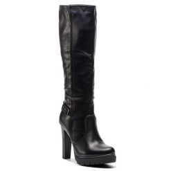 Kozaki Jenny Fairy. Czarne kozaki Jenny Fairy, bez obcasa, na słupku, bez zapięcia. Za 169.99 zł.