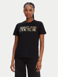 Versace Jeans Couture T-Shirt 78HAHE02 Czarny Regular Fit. Czarne t-shirty Versace Jeans Couture, l, bez wzorów, z bawełny, bez kołnierzyka, bez ramiączek. Za 309.99 zł.