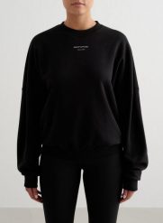 Damska bluza frotte, luźna, z okrągłym dekoltem Apparel Terry czarna. Czarne bluzy AIM'N, xs, bez wzorów, z dzianiny, bez kaptura. Za 297.00 zł.