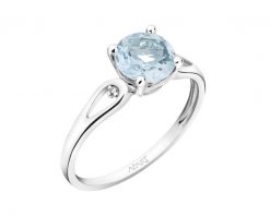 Pierścionek z białego złota z diamentami i topazem Sky Blue - próba 585. Białe pierścionki Apart, z diamentem, złote. Za 1,659.00 zł.